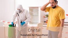  Presentation with disinfection - Amazing presentation theme having sanitizer-and-young-man-indoors backdrop and a coral colored foreground