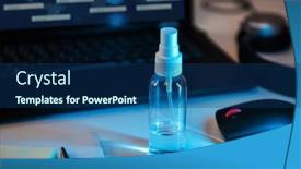  Presentation with anti virus - Slide deck with sanitizer-anti-virus-spray background and a ocean colored foreground