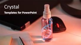  Presentation with anti virus - Slide deck featuring sanitizer-with-anti-virus-spray background and a wine colored foreground