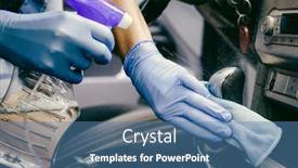  Presentation with covid - Audience pleasing slide set consisting of sanitizing-car-interior-covid-prevention backdrop and a teal colored foreground