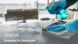  Presentation with kitchen towel - Amazing theme having sanitizing-surfaces-cleaning-home-kitchen backdrop and a gray colored foreground