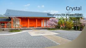  Presentation with kyoto university - PPT layouts consisting of sanjusangendo shrine gate in kyoto background and a light blue colored foreground