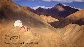  Presentation with ladakh - Audience pleasing PPT layouts consisting of sankar-buddhist-monastery-in-leh backdrop and a coral colored foreground