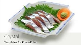  Presentation with pacific - Audience pleasing PPT theme consisting of sanma sashimi sliced fresh pacific saury japanese cuisine backdrop and a light gray colored foreground