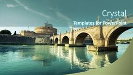  Presentation with italia - Theme featuring sant-angelo-castle-and-bridge background and a ocean colored foreground