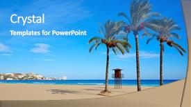  Presentation with spain - Audience pleasing PPT layouts consisting of sant antoni beach san antonio backdrop and a teal colored foreground