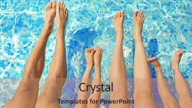  Presentation with swimming - Presentation theme with sant de l enfants - legs on water background family background and a coral colored foreground