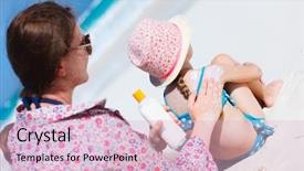  Presentation with pharmaceutical cream - Cool new presentation design with shot of a charming young man using digital tablet and laptop while sitting at desk and working from home backdrop and a coral colored foreground