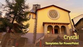  Presentation with church - Audience pleasing presentation theme consisting of sant esteve church in andorra backdrop and a  colored foreground