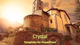  Presentation with church fellowship - PPT theme featuring sant esteve church in andorra background and a tawny brown colored foreground
