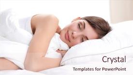 Presentation with bed - Presentation featuring sant et sommeil - beautiful girl sleeps background and a sky blue colored foreground