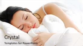  Presentation with sleep - Theme consisting of sant et sommeil - beautiful woman lying and sleep background and a lemonade colored foreground