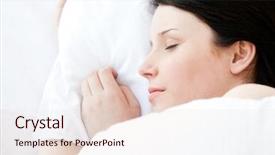  Presentation with relaxed sleeping - Slide deck featuring sant et sommeil - relaxed young woman lying background and a lemonade colored foreground