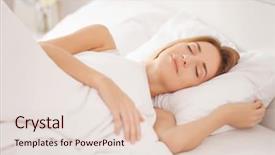  Presentation with white pills spilled from pills - Slide set consisting of sant et sommeil - young woman sleeping on white background and a lemonade colored foreground