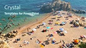  Presentation with spain - Cool new slides with sant-pol-de-mar-spain backdrop and a ocean colored foreground