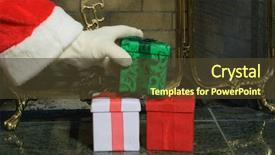  Presentation with waiter hand in white glove - Colorful slide deck enhanced with closeup of santa's gloved backdrop and a  colored foreground