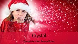  Presentation with joyful - Colorful PPT theme enhanced with cute joyful girl with santa backdrop and a red colored foreground