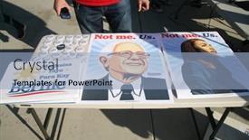  Presentation with bernie - Theme having santa-ana-california-usa-february background and a light blue colored foreground