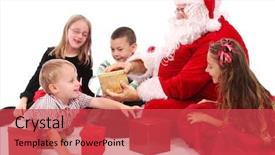  Presentation with gifts - PPT layouts enhanced with santa and kids with gifts background and a  colored foreground