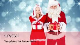  Presentation with blue design - Cool new PPT theme with santa and mrs claus smiling backdrop and a red colored foreground
