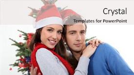  Presentation with hat - PPT theme consisting of santa animation - couple with christmas hat background and a  colored foreground