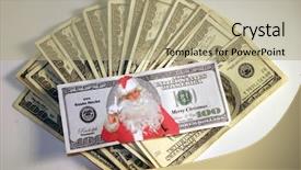  Presentation with lays - Presentation design enhanced with santa bucks featuring yours truly as santa himself lays across a pile of cash on a white background background and a mint green colored foreground