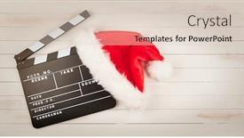 Presentation with clapper - Audience pleasing PPT theme consisting of santa-calus-hat-and-movie backdrop and a lemonade colored foreground