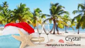  Presentation with flutes - Audience pleasing slide deck consisting of santa cap on sunny beach backdrop and a  colored foreground