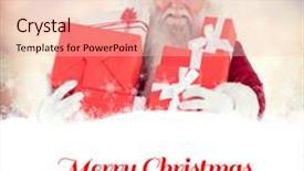  Presentation with christmas presents - Cool new PPT theme with santa carries a few presents against glowing christmas background backdrop and a lemonade colored foreground