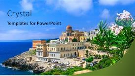  Presentation with coastal - Presentation design featuring santa-cesarea-terme-beautiful-coastal background and a light blue colored foreground