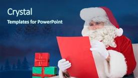  Presentation with night sky - Slides featuring santa checking list against night sky over forest background and a ocean colored foreground