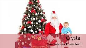  Presentation with child tree - Slides enhanced with santa claus and child on his lap posing a christmas tree in the background background and a red colored foreground