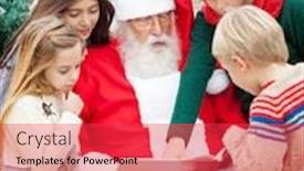  Presentation with children reading - Beautiful theme featuring santa claus and children reading book in courtyard backdrop and a red colored foreground