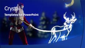 Presentation with deer - PPT theme consisting of santa claus and christmas deer background and a navy blue colored foreground