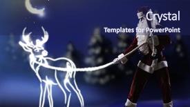  Presentation with santa claus and reindeers - Presentation theme consisting of santa claus and christmas deer background and a navy blue colored foreground
