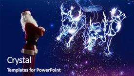  Presentation with santa - PPT theme enhanced with santa claus and christmas deers background and a navy blue colored foreground