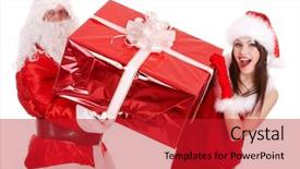  Presentation with christmas girl - Colorful PPT theme enhanced with santa claus and christmas girl backdrop and a crimson colored foreground