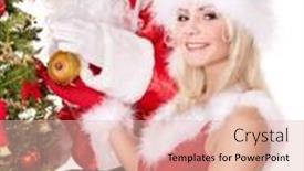  Presentation with girl christmas - PPT layouts consisting of santa-claus-and-girl-decorating background and a lemonade colored foreground