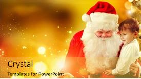  Presentation with christmas scene lantern - Slide deck with santa claus and little boy background and a yellow colored foreground