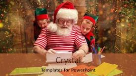  Presentation with children reading - Presentation theme enhanced with santa-claus-and-little-elves background and a red colored foreground