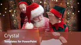  Presentation with elves - Slide deck featuring santa-claus-and-little-elves background and a tawny brown colored foreground