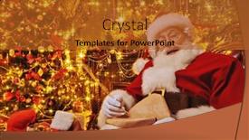  Presentation with christmas presents - Amazing slide deck having santa-claus-bagging-christmas-presents backdrop and a red colored foreground