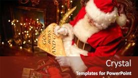  Presentation with christmas kids - Slide set consisting of santa-claus-bagging-christmas-presents background and a tawny brown colored foreground