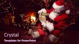  Presentation with christmas kids - PPT layouts with santa-claus-bagging-christmas-presents background and a wine colored foreground