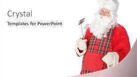  Presentation with cooking utensils - PPT theme enhanced with santa-claus-barbecue-santa-wears background and a white colored foreground