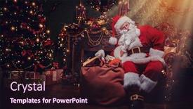  Presentation with new year - Colorful PPT theme enhanced with santa-claus-brought-gifts backdrop and a wine colored foreground