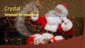  Presentation with gifs christmas - Cool new PPT theme with santa-claus-brought-gifts backdrop and a tawny brown colored foreground
