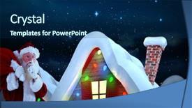  Presentation with twinkling stars - Presentation theme having santa claus carrying sack against stars twinkling in night sky background and a navy blue colored foreground