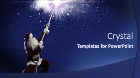  Presentation with night sky moon - PPT theme having santa claus catching moon in night sky with rope background and a navy blue colored foreground