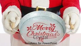  Presentation with happy holiday - Slide deck enhanced with santa-claus-christmas-donations-santa background and a coral colored foreground